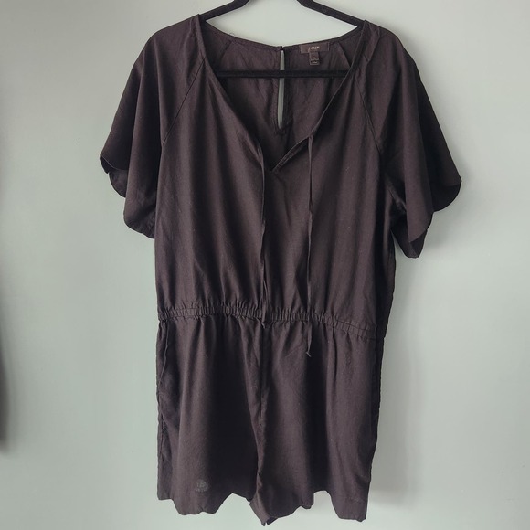 J CREW Black Scalloped Hem Romper Swim Cover up - Size XL - Picture 1 of 5